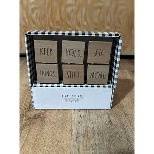 VHTF NWT Rae Dunn Set Of 6 Wooden Drawer Knobs 1.75" With Text Design